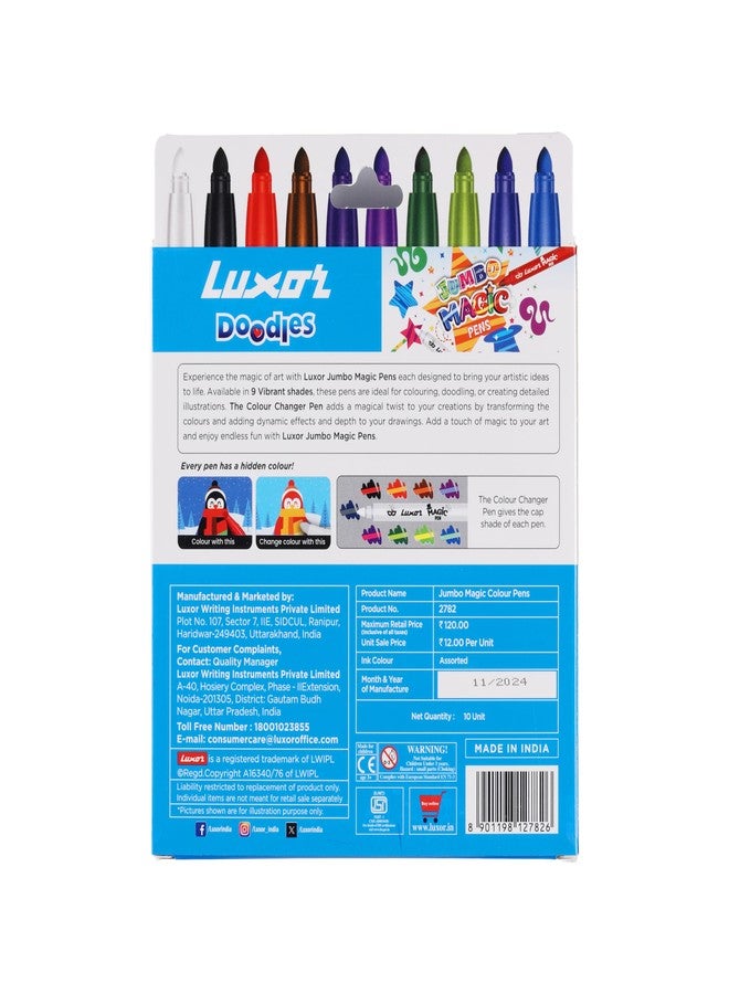 Luxor Doodles Jumbo Magic Pens, 9 Magic Pens + 1 Colour Changer Pen, Vibrant Shades - Image 4